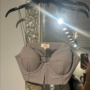 Camila Coelho Taupe Bustier Top